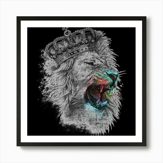 Lion With Crown Art Print Framed Wall Art Poster Canvas Print Picture