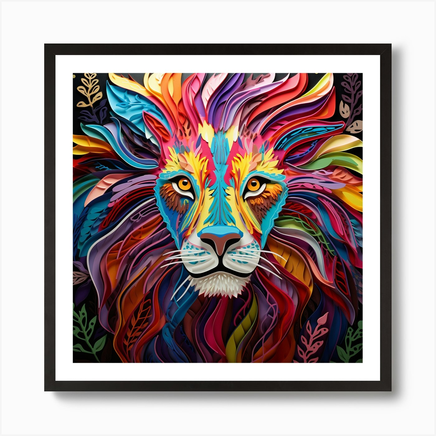 Colorful Lion 5 Art Print Framed Wall Art Poster Canvas Print Picture