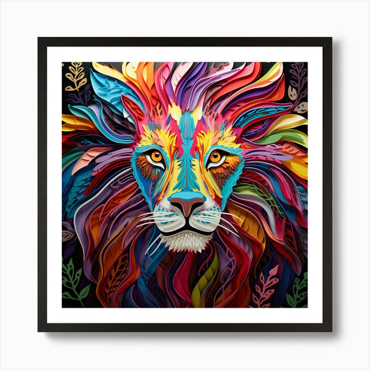 Colorful Lion 5 Art Print Framed Wall Art Poster Canvas Print Picture
