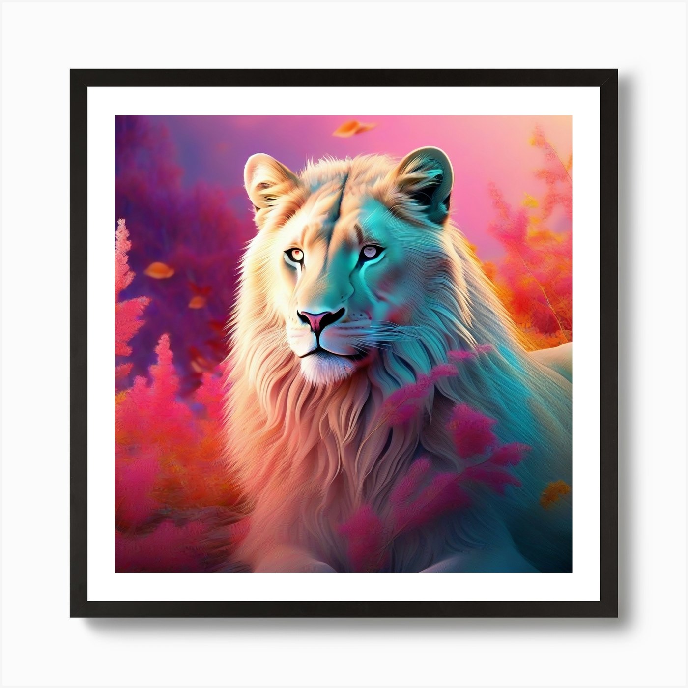 Lion In The Sunset Art Print Framed Wall Art Poster Canvas Print Picture