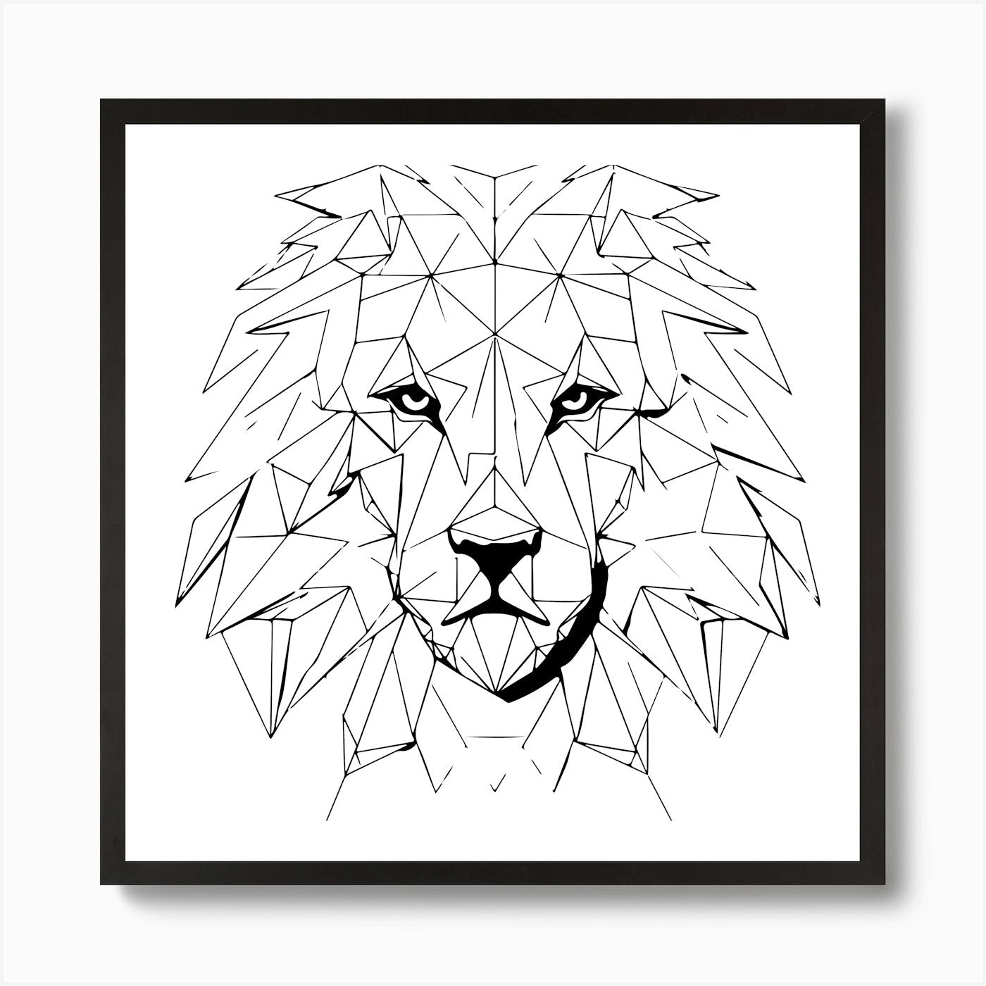 Geometric Lion Head Art Print Framed Wall Art Poster Canvas Print Picture