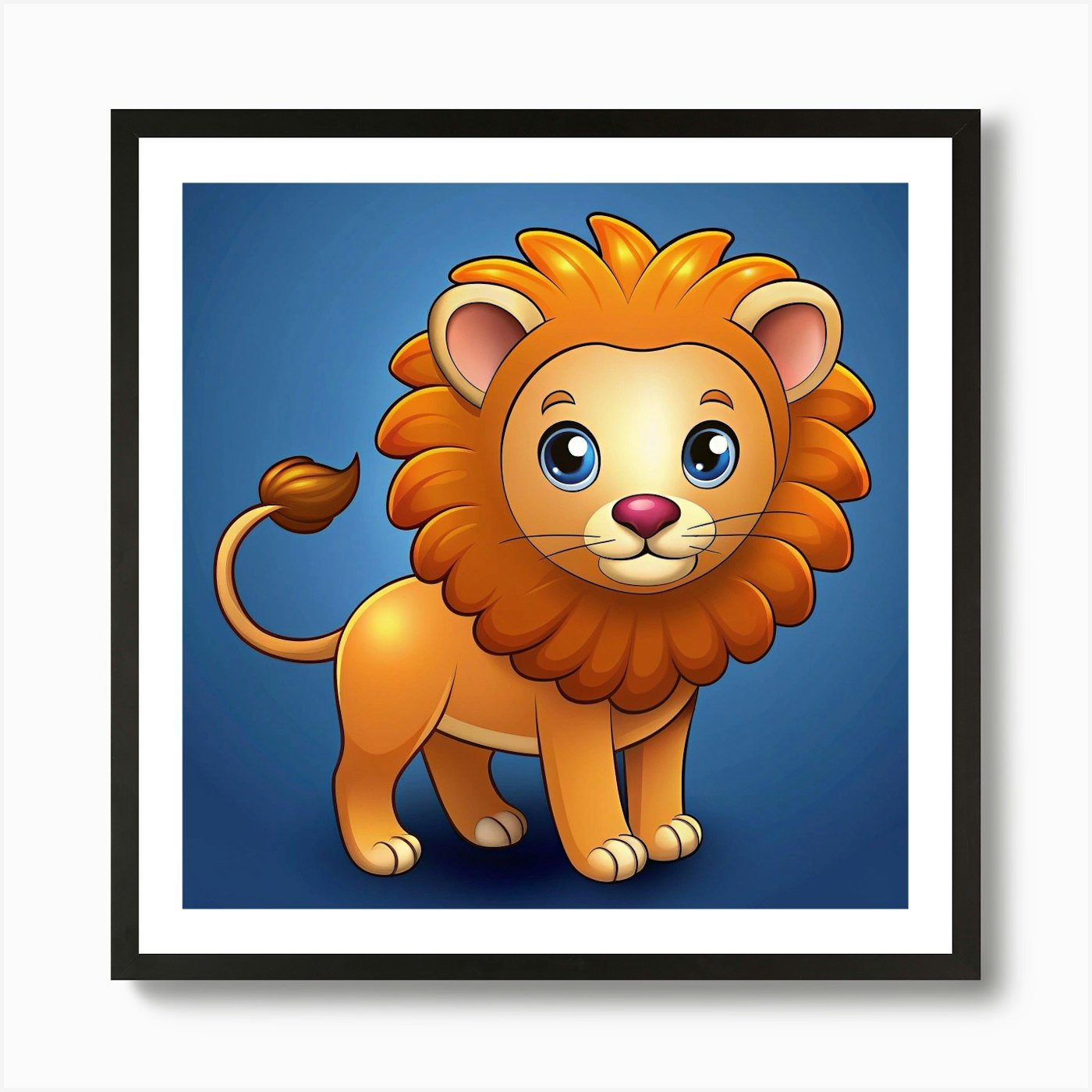 Kawaii style lion Art Print Framed Wall Art Poster Canvas Print Picture