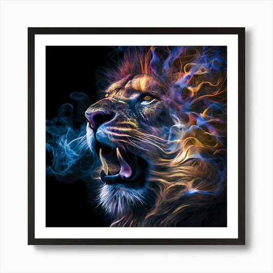 Cosmic Roar, Vape Lion Art Print Framed Wall Art Poster Canvas Print Picture