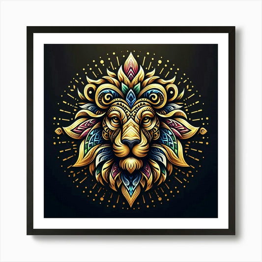 Lion head tribal 1 Art Print Framed Wall Art Poster Canvas Print Picture