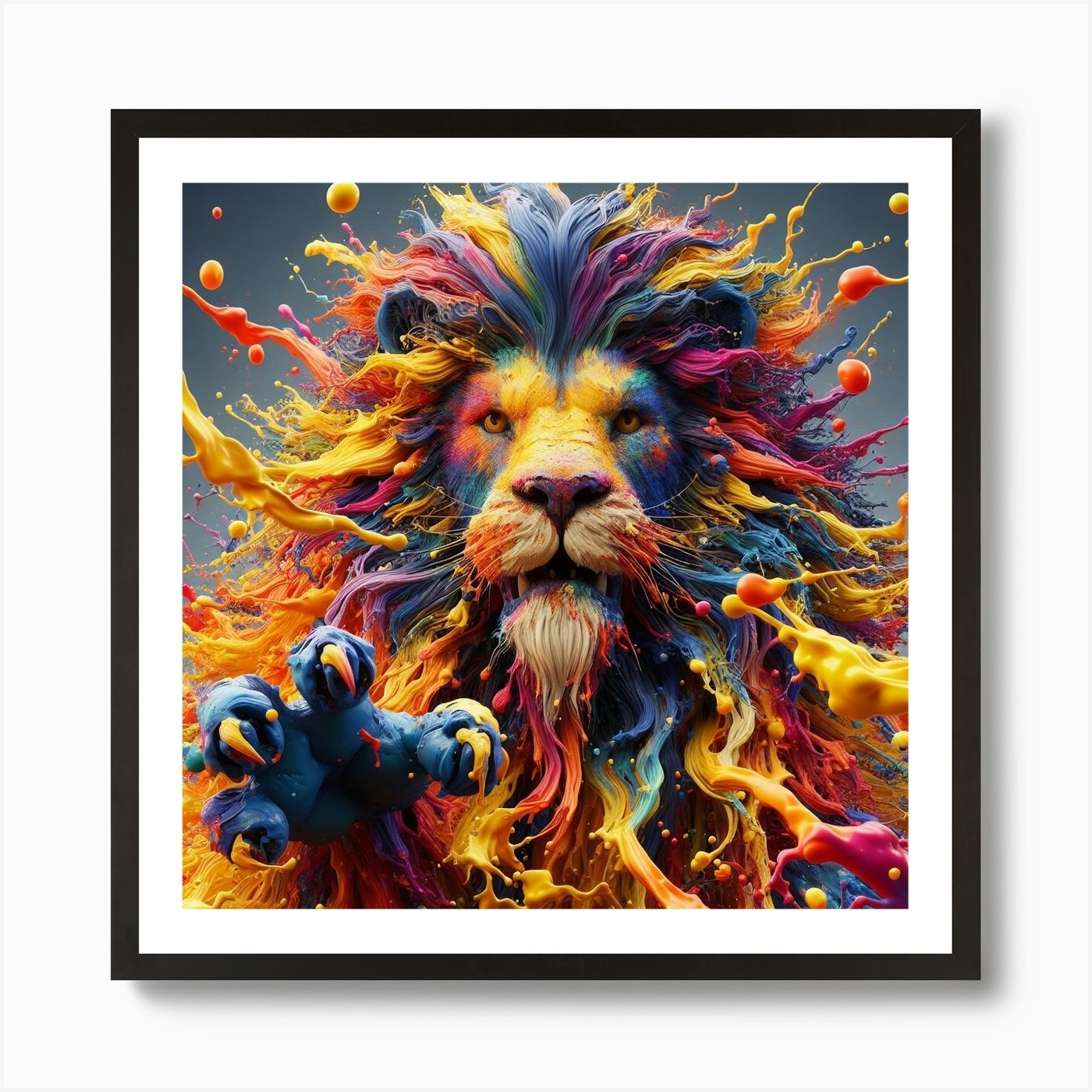 Colorful Lion 2 Art Print Framed Wall Art Poster Canvas Print Picture