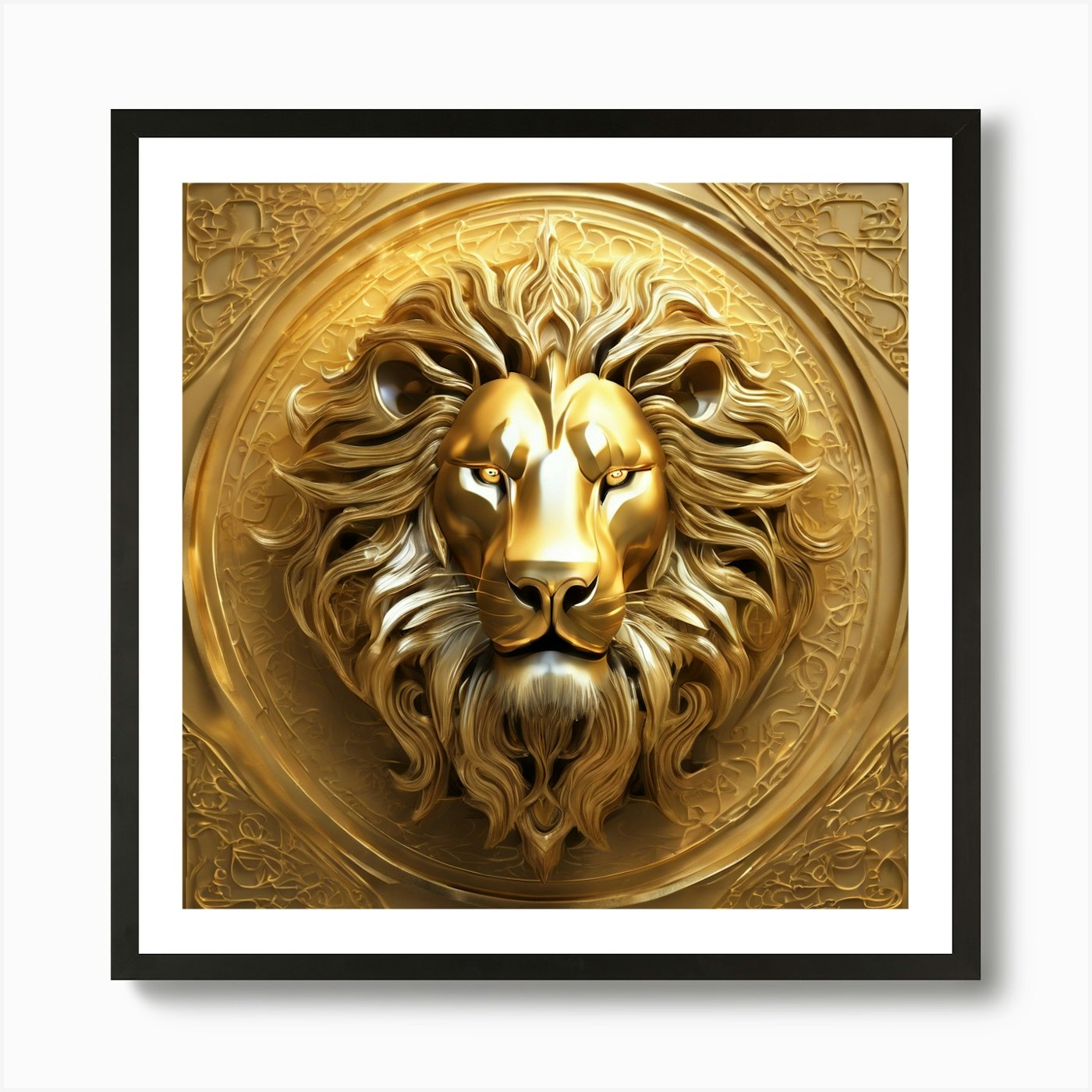 221700 A Large Lion In Three Dimens Framed Wall Art Poster Canvas Print Picture