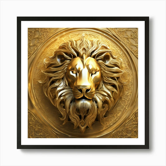 221700 A Large Lion In Three Dimens Framed Wall Art Poster Canvas Print Picture