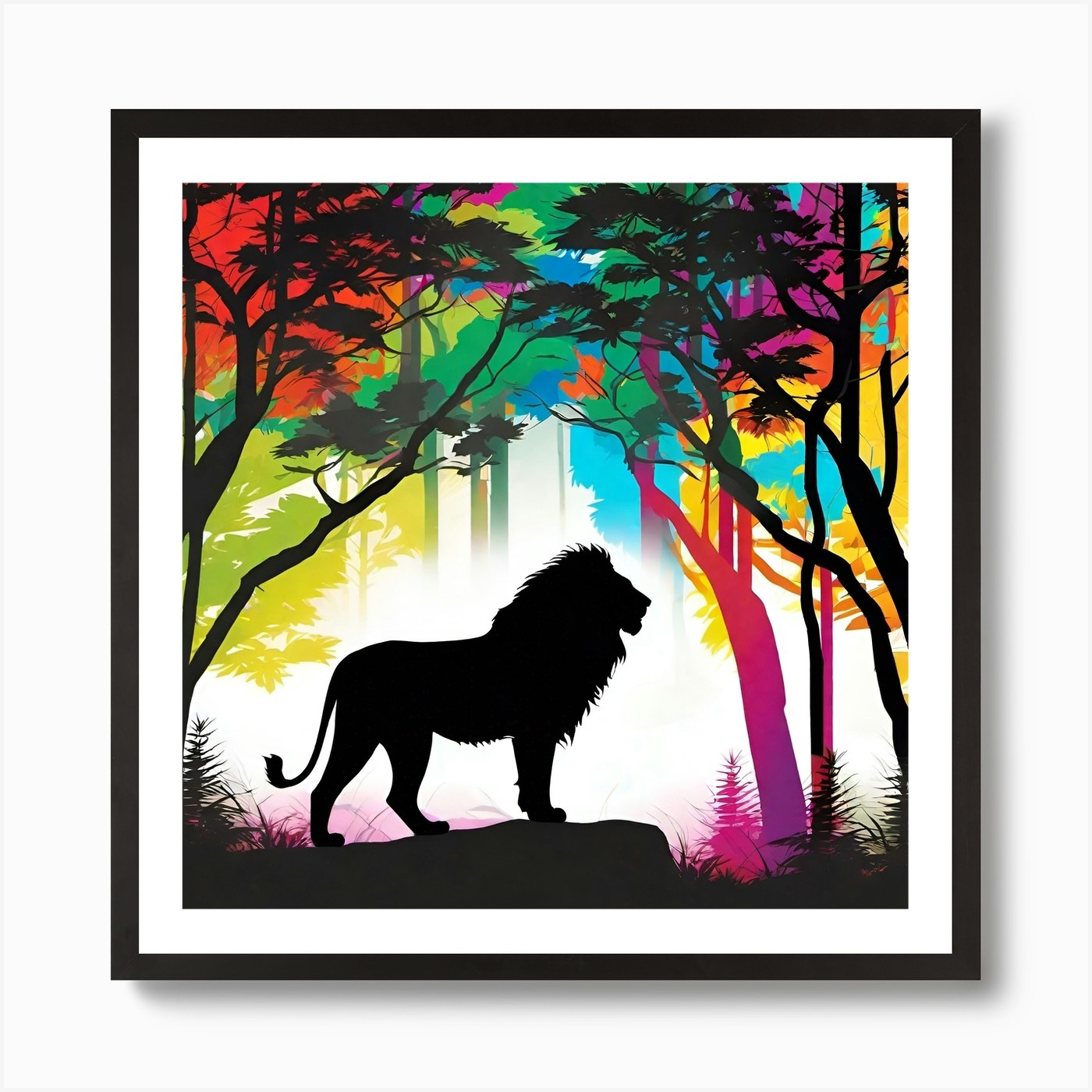 Lion In The Forest 8 Art Print Framed Wall Art Poster Canvas Print Picture