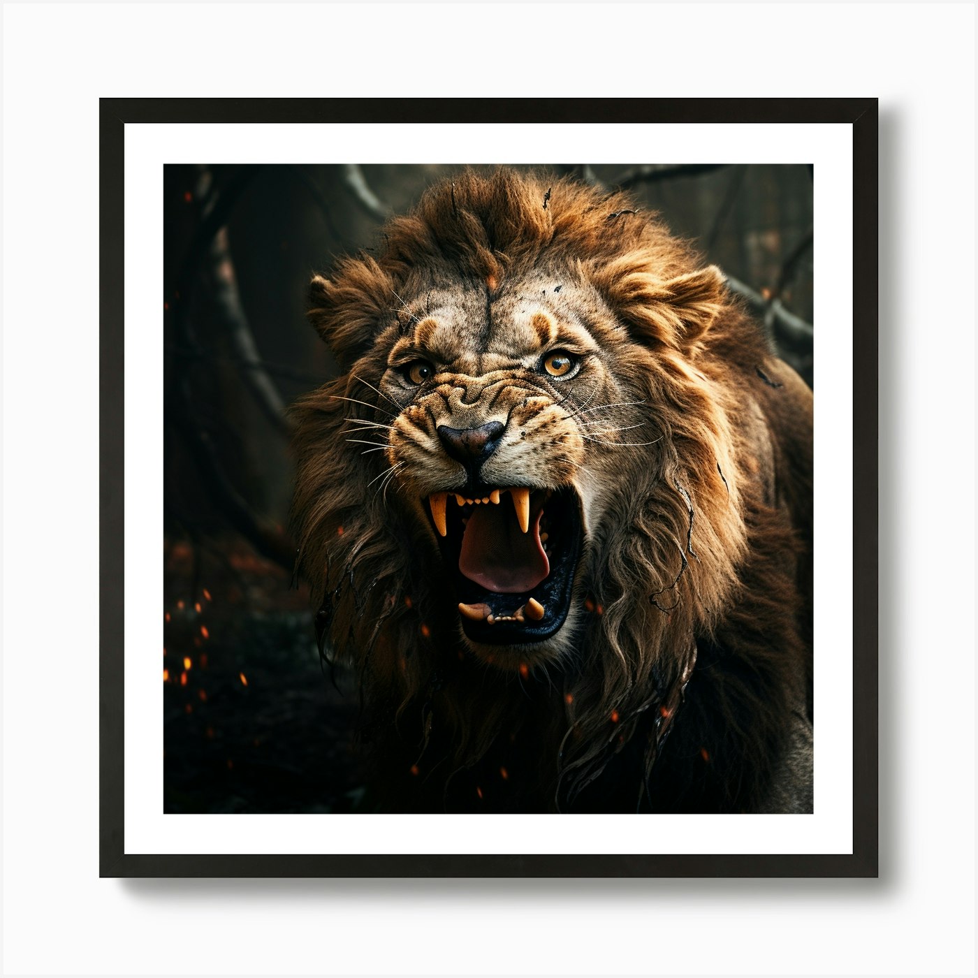 Lion In The Forest 1 Art Print Framed Wall Art Poster Canvas Print Picture