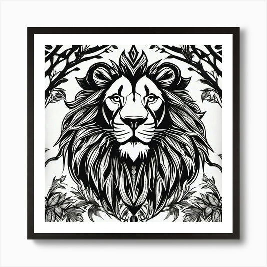 Lion In The Forest 21 Art Print Framed Wall Art Poster Canvas Print Picture