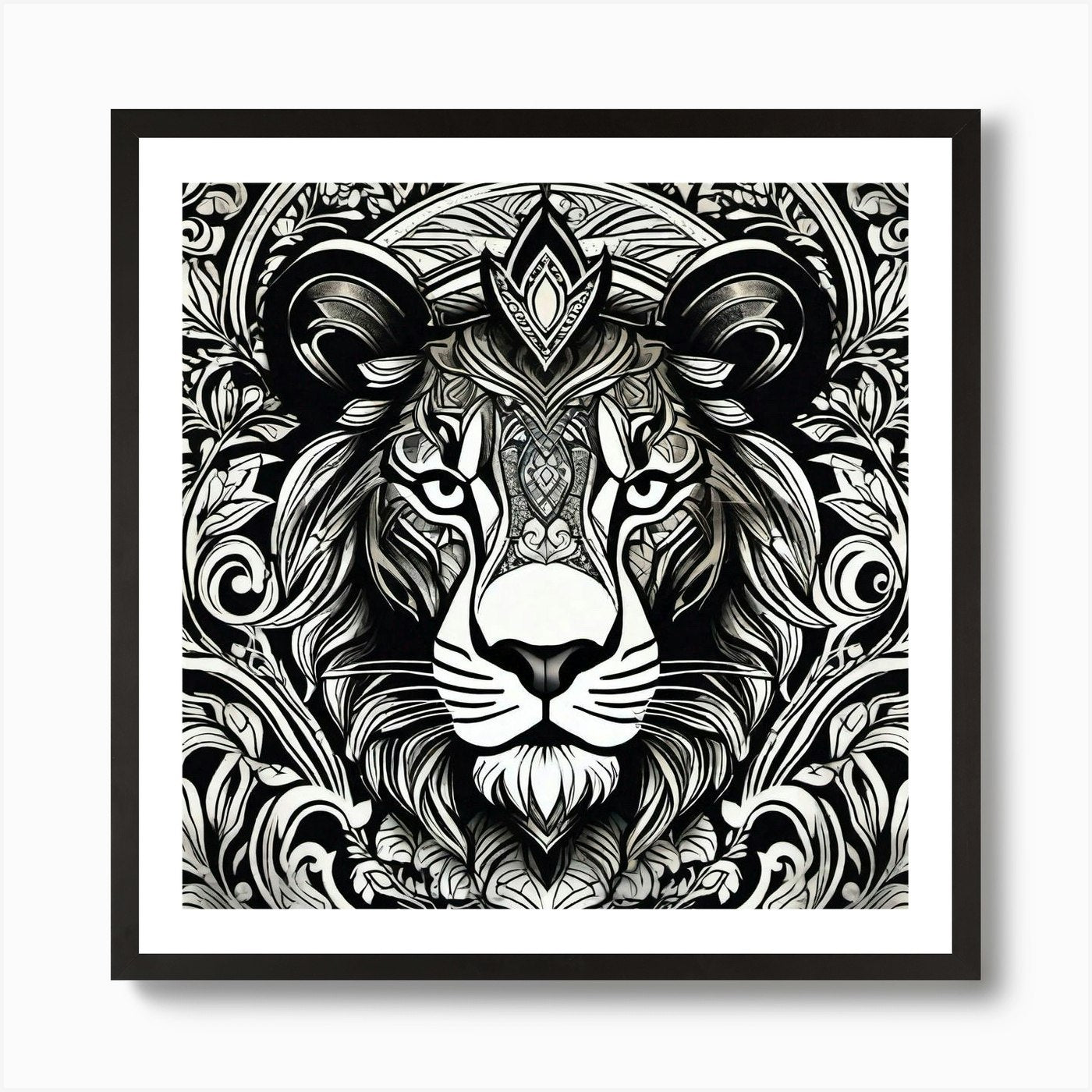 Lion Head 27 Art Print Framed Wall Art Poster Canvas Print Picture