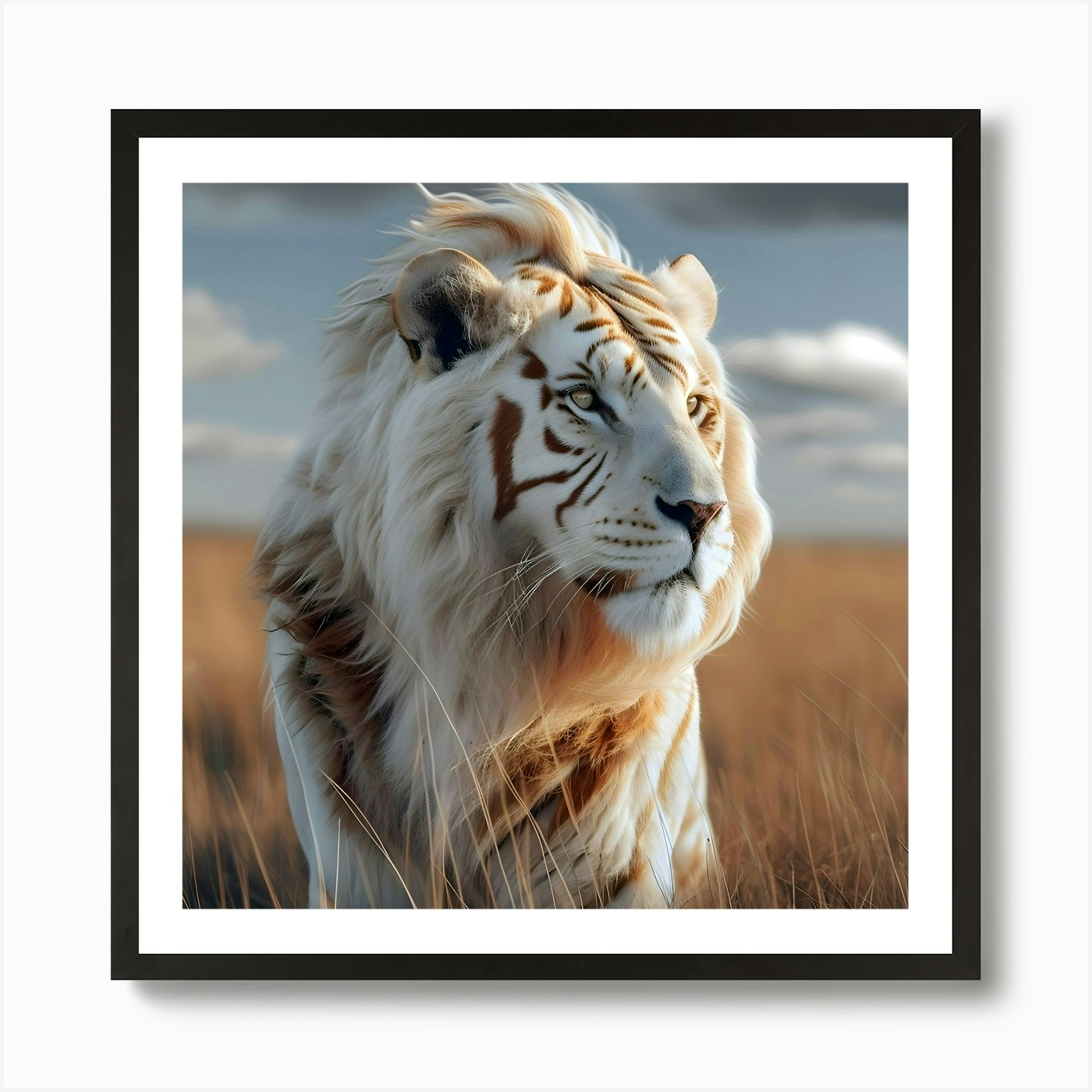 The Golden Striped Lion Art Print Framed Wall Art Poster Canvas Print Picture