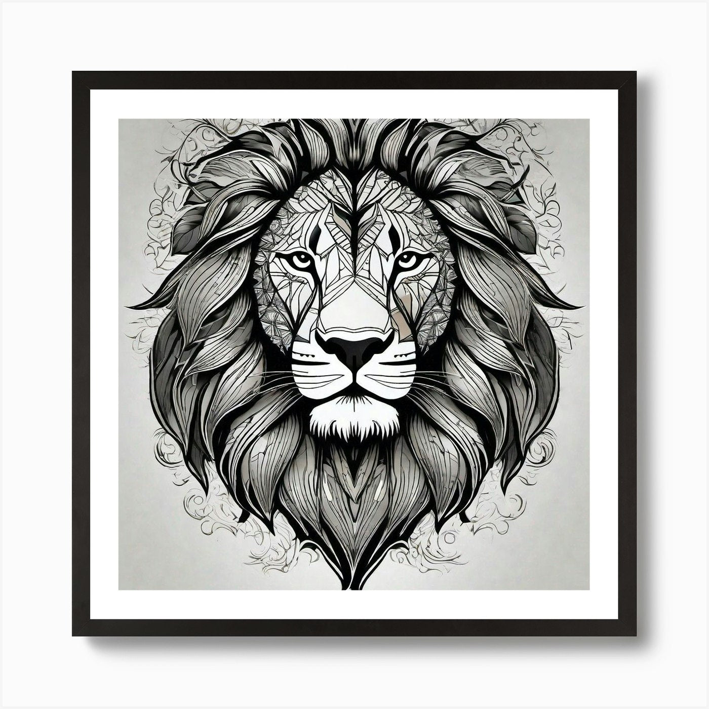 Lion Head Tattoo 3 Art Print Framed Wall Art Poster Canvas Print Picture