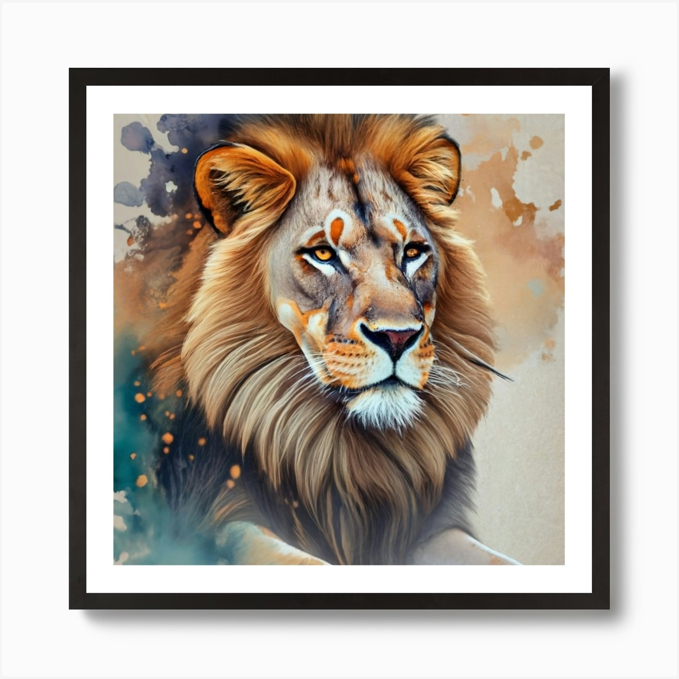 African Savanna Scene A Lion In The Framed Wall Art Poster Canvas Print Picture