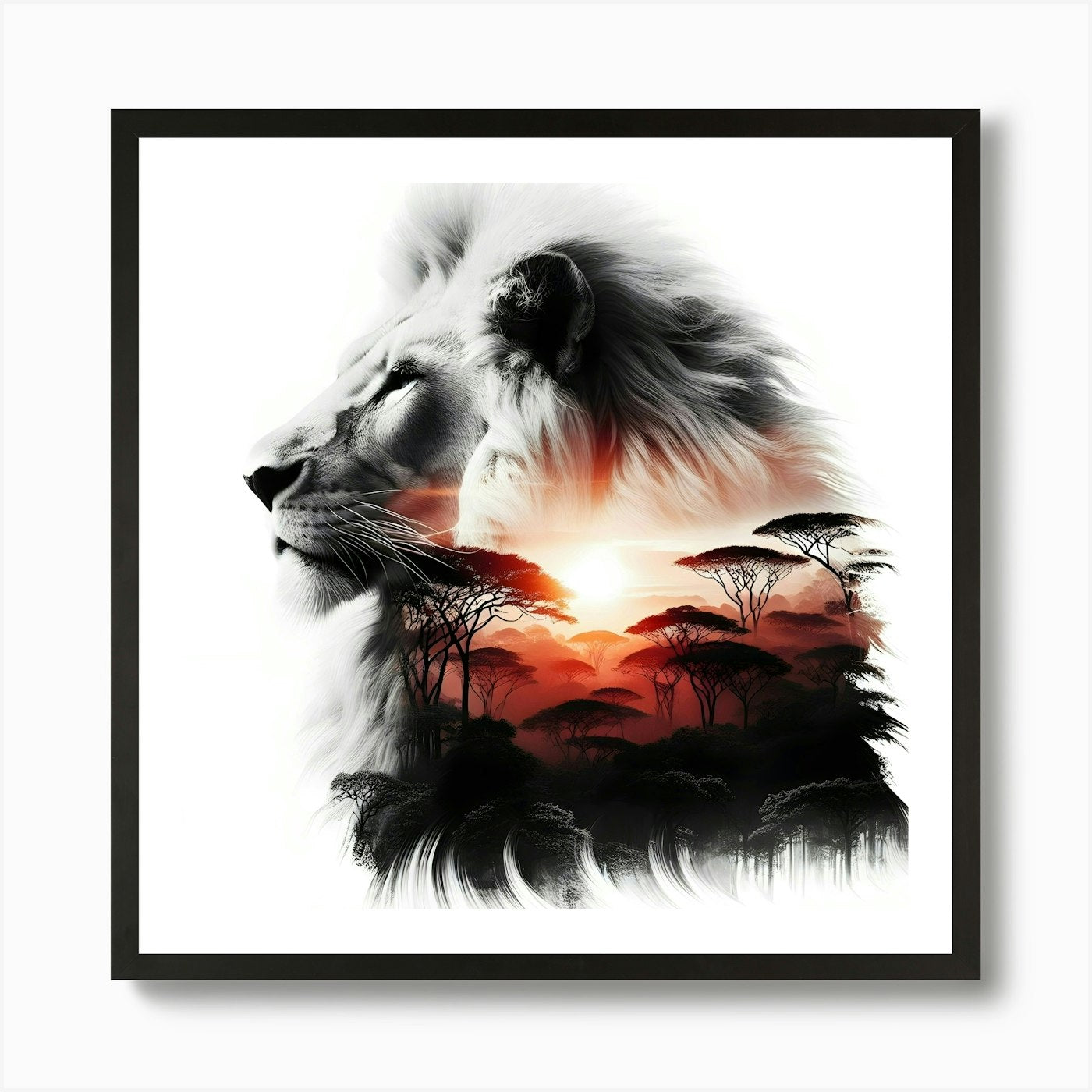 Lion At Sunset Art Print Framed Wall Art Poster Canvas Print Picture