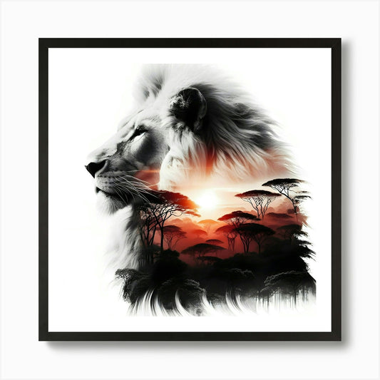 Lion At Sunset Art Print Framed Wall Art Poster Canvas Print Picture