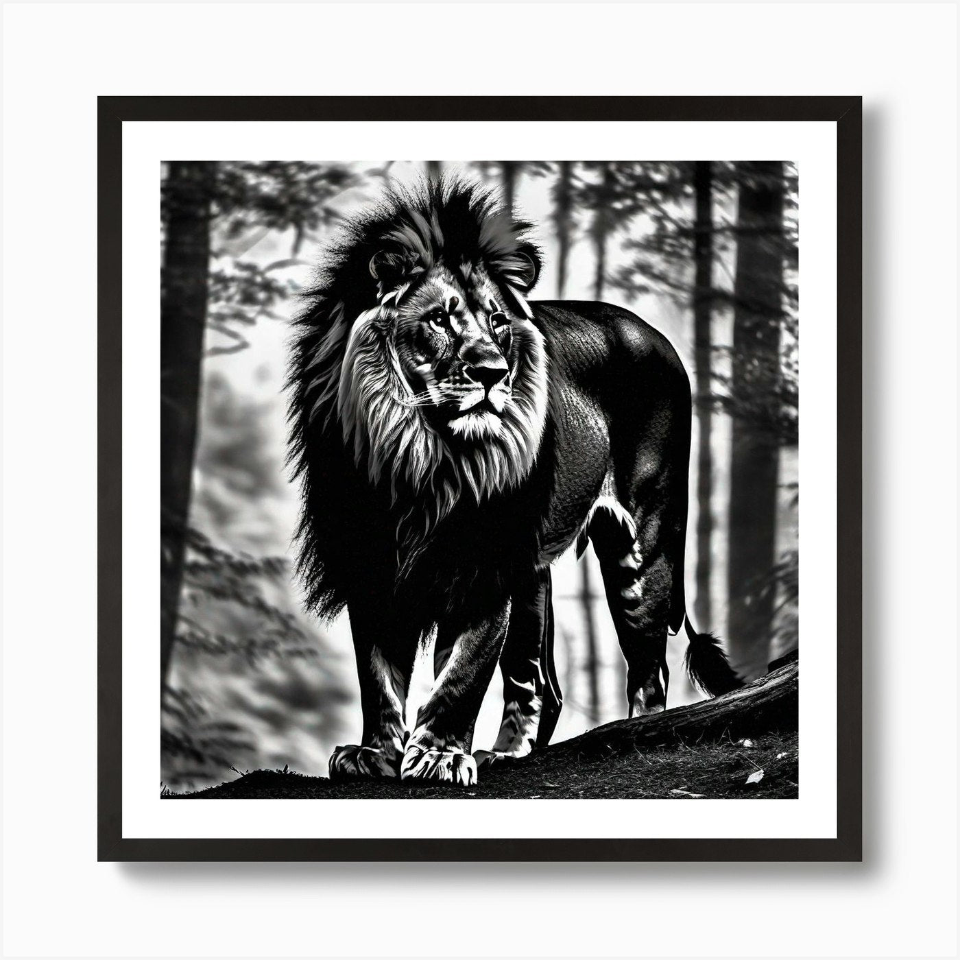Lion In The Forest 1 Art Print Framed Wall Art Poster Canvas Print Picture