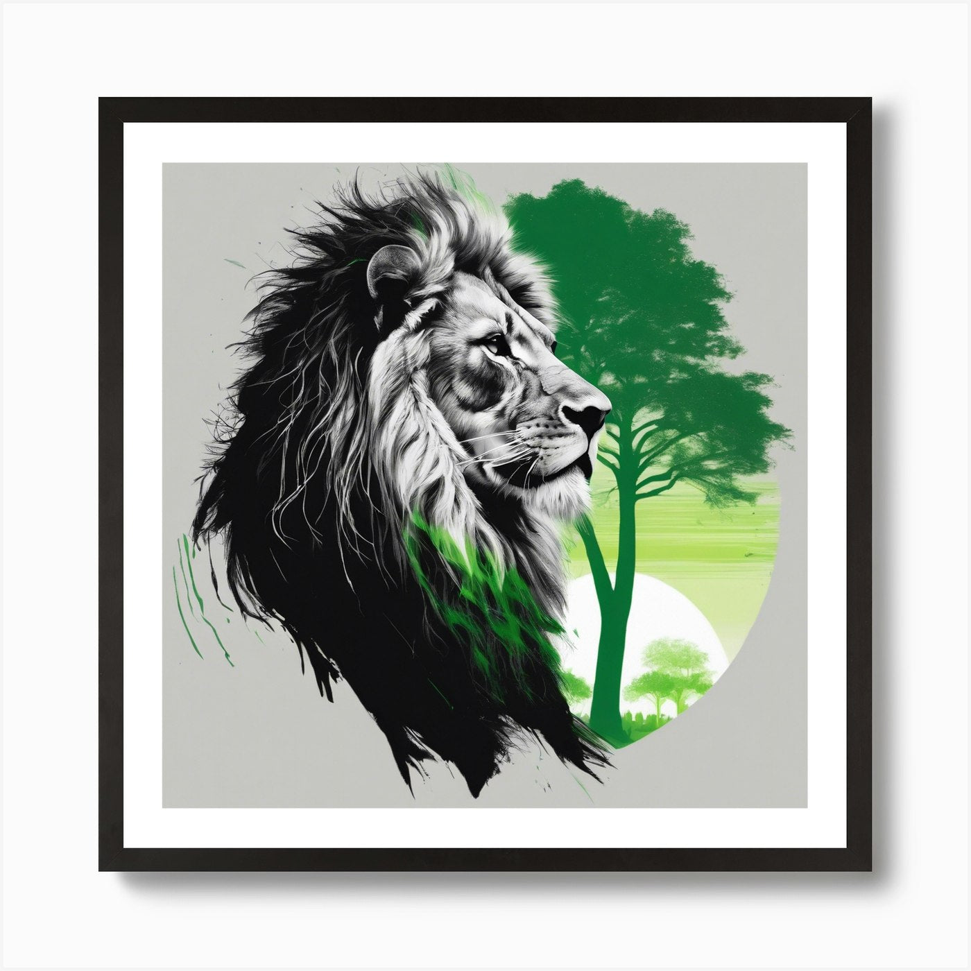 Lion In The Forest Art Print Framed Wall Art Poster Canvas Print Picture