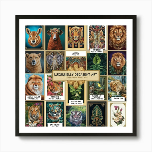 Lions And Tigers Art Print Framed Wall Art Poster Canvas Print Picture