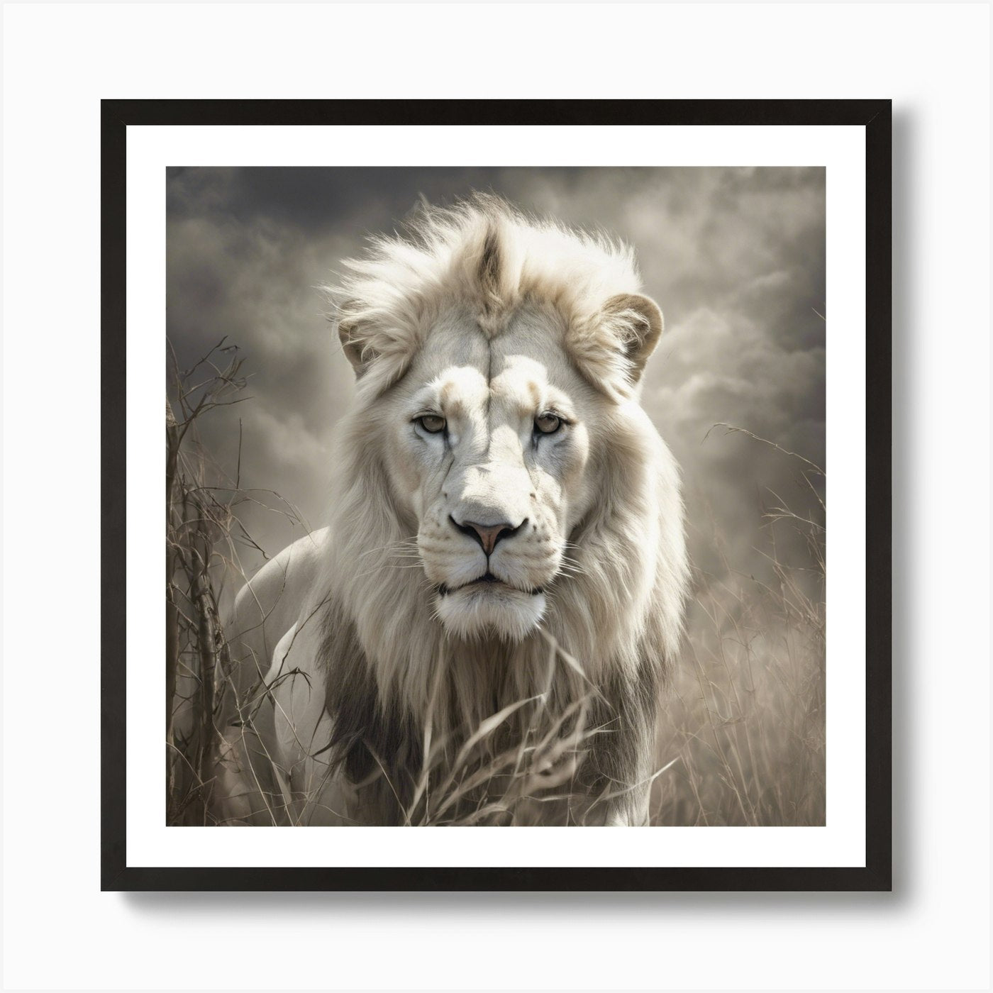 White Lion 3 Art Print Framed Wall Art Poster Canvas Print Picture