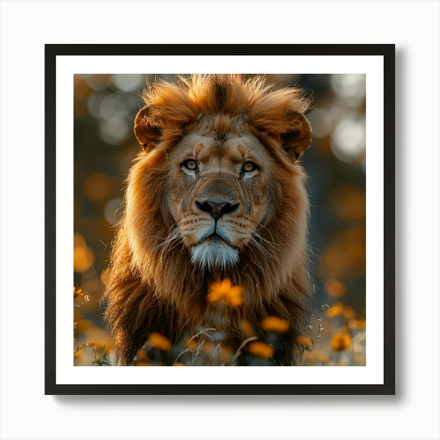 Lion In The Field 1 Art Print Framed Wall Art Poster Canvas Print Picture