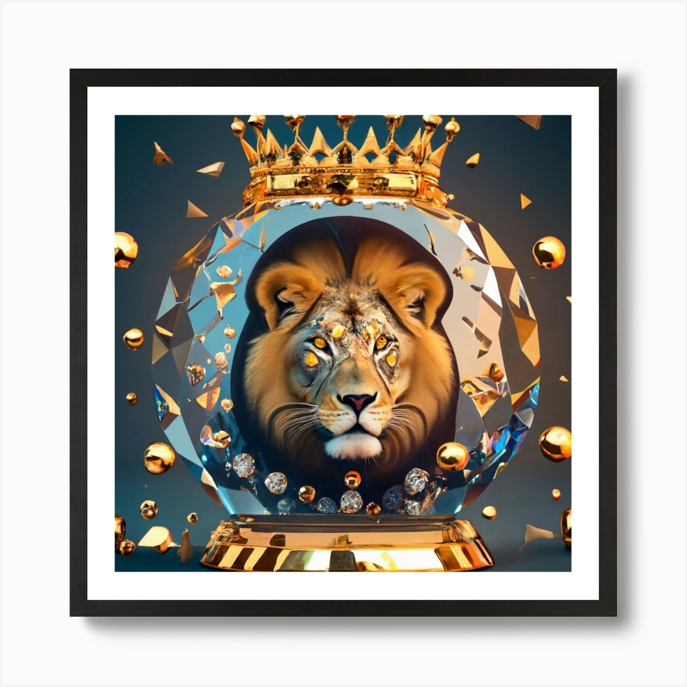 Lion In A Crystal Ball 1 Art Print Framed Wall Art Poster Canvas Print Picture