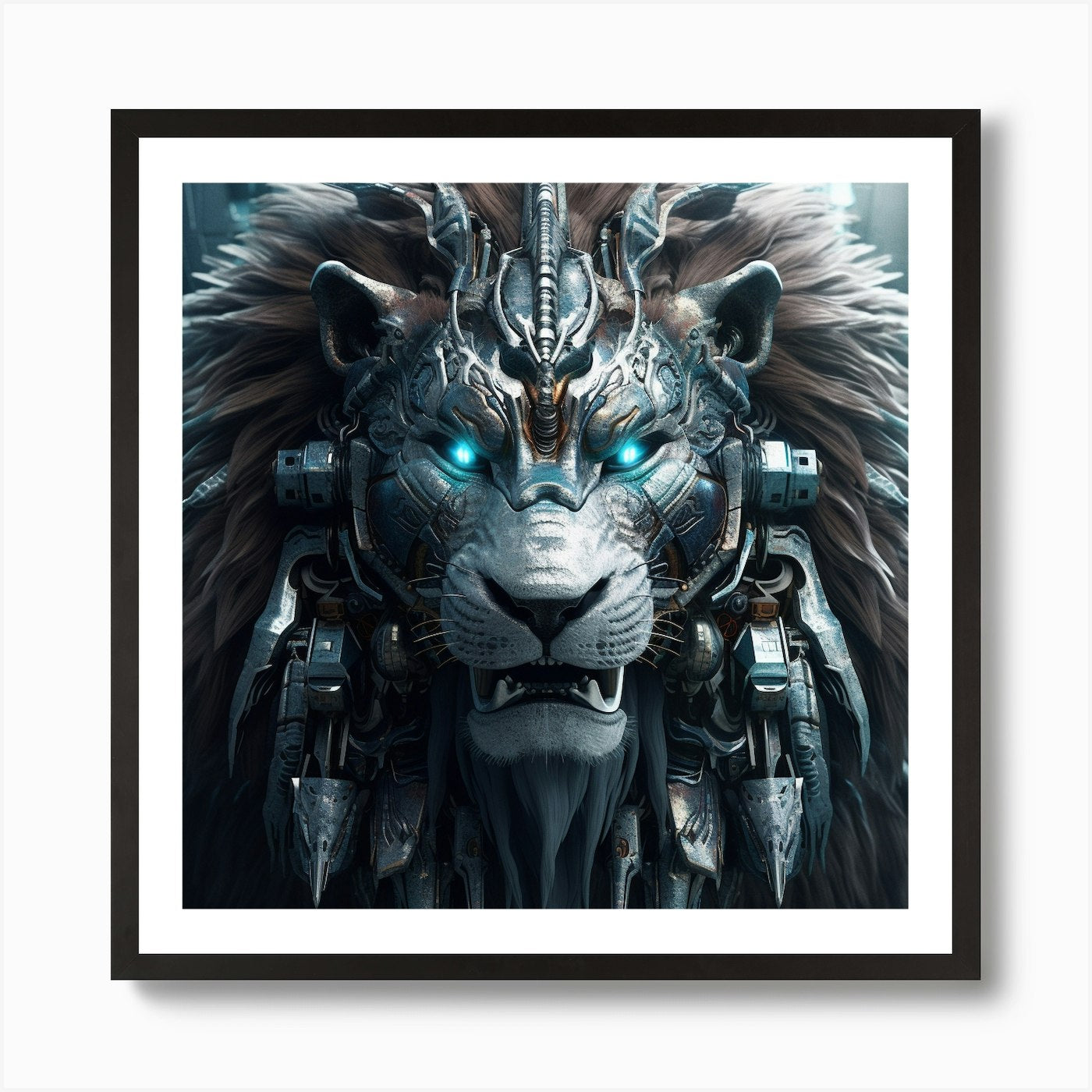 Armadiler Lion Worior Futuristic St Framed Wall Art Poster Canvas Print Picture