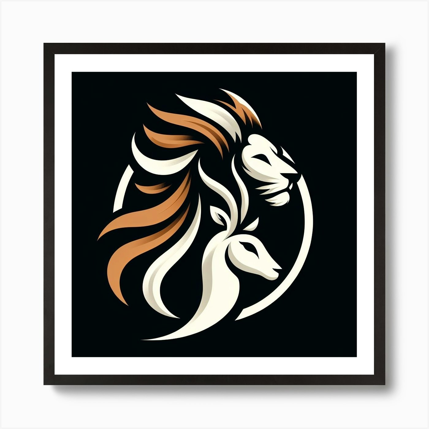 Lion And Deer Art Print Framed Wall Art Poster Canvas Print Picture