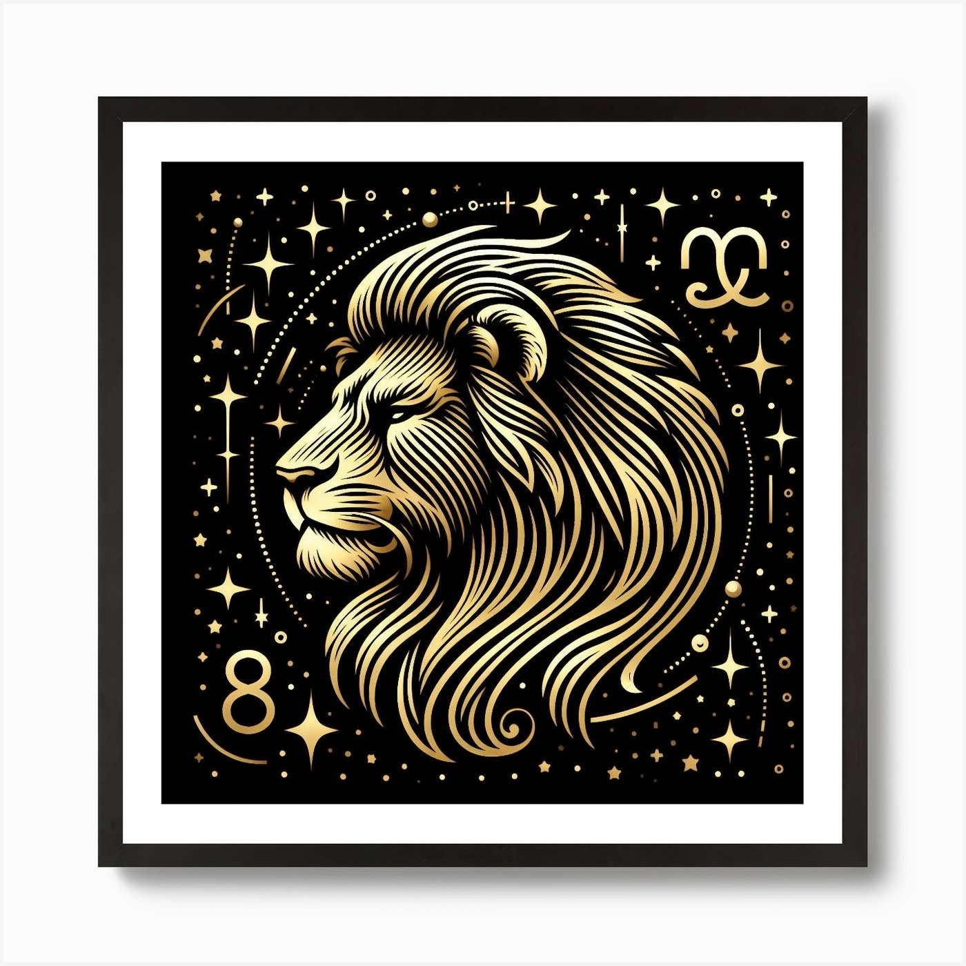 A Zodiac symbol, A Lion Art Print Framed Wall Art Poster Canvas Print Picture