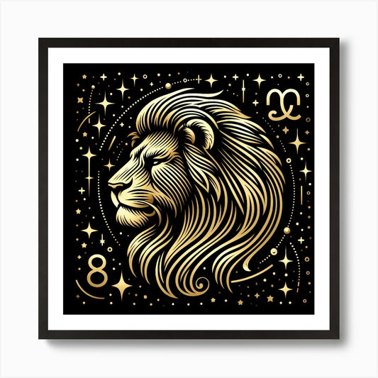 A Zodiac symbol, A Lion Art Print Framed Wall Art Poster Canvas Print Picture