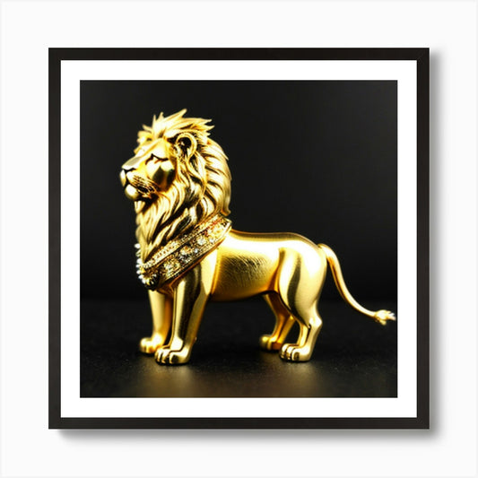 Vintage Golden Glass Lion Art Print Framed Wall Art Poster Canvas Print Picture