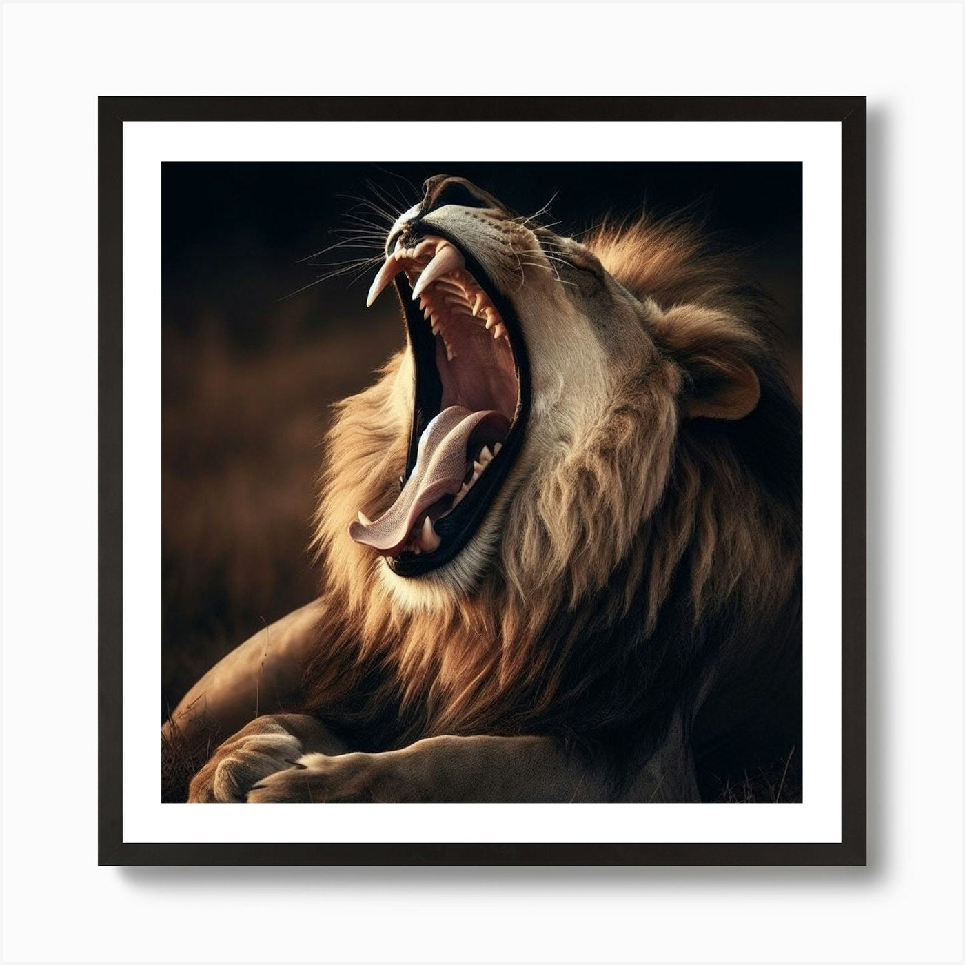 Lion Roaring Art Print Framed Wall Art Poster Canvas Print Picture