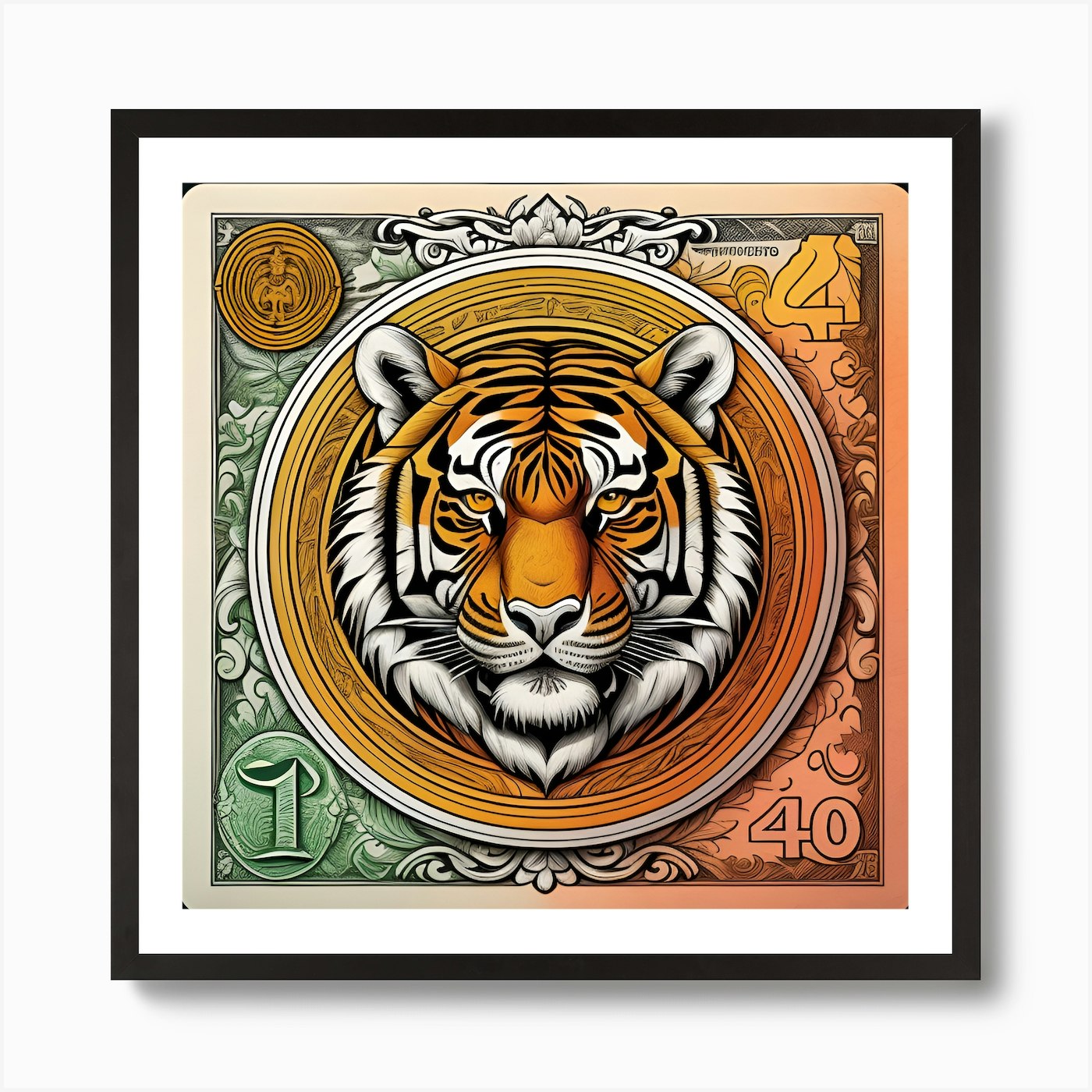 Vintage Lion Motif Art Print Art Pr Framed Wall Art Poster Canvas Print Picture