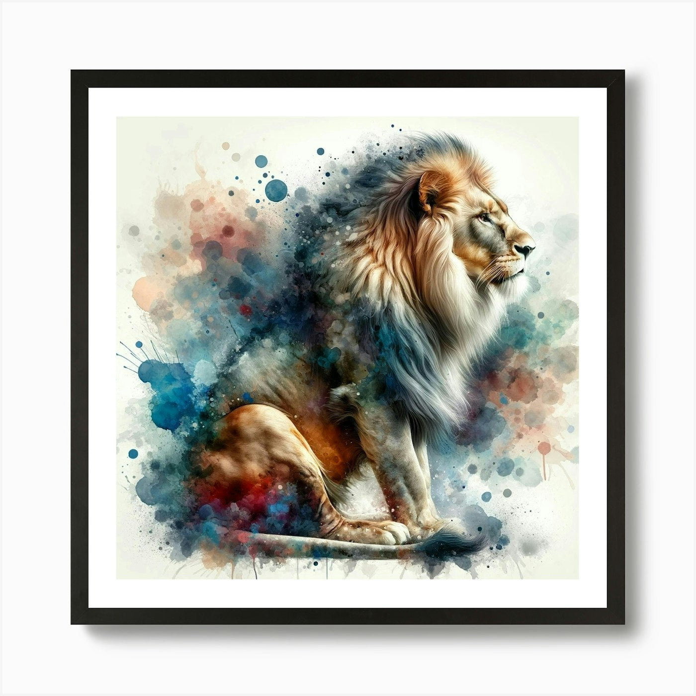 Lion watercolour Art Print Framed Wall Art Poster Canvas Print Picture