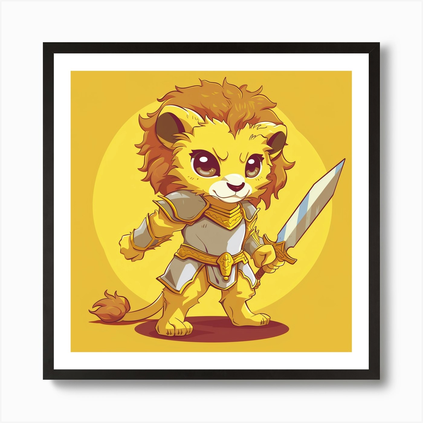 Knight Lion Art Print Framed Wall Art Poster Canvas Print Picture