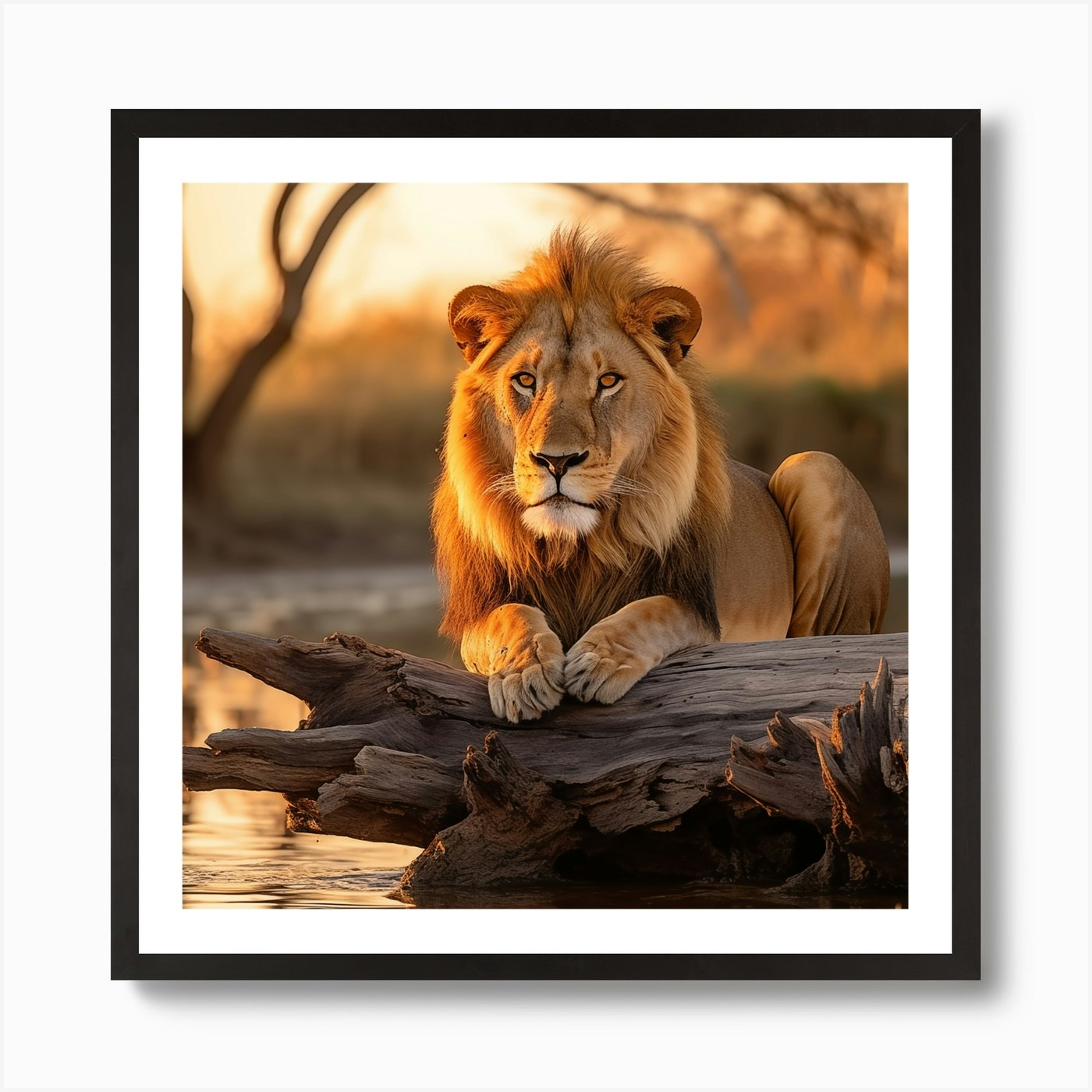 Lion At Sunset Art Print Framed Wall Art Poster Canvas Print Picture