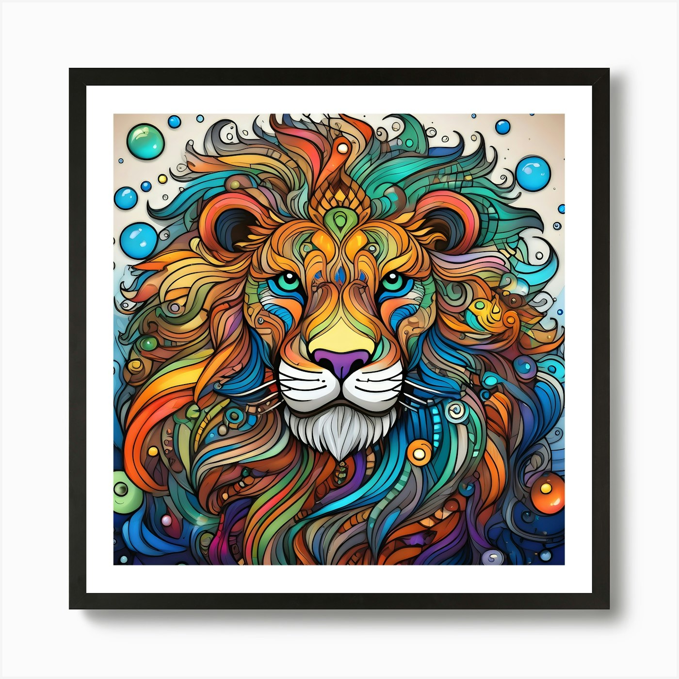 Vivid Abstract Lion Art Print Framed Wall Art Poster Canvas Print Picture