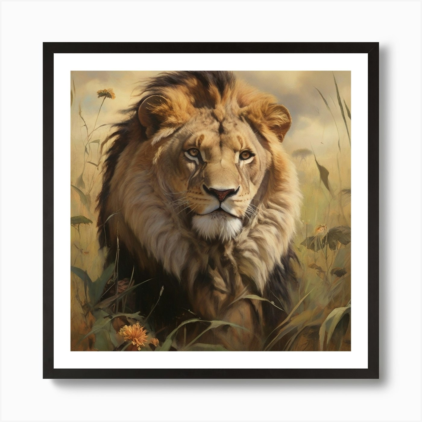Lion golden Art Print Framed Wall Art Poster Canvas Print Picture