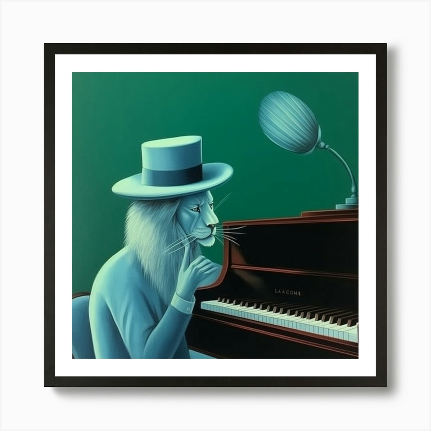 Lion At The Piano Art Print Framed Wall Art Poster Canvas Print Picture