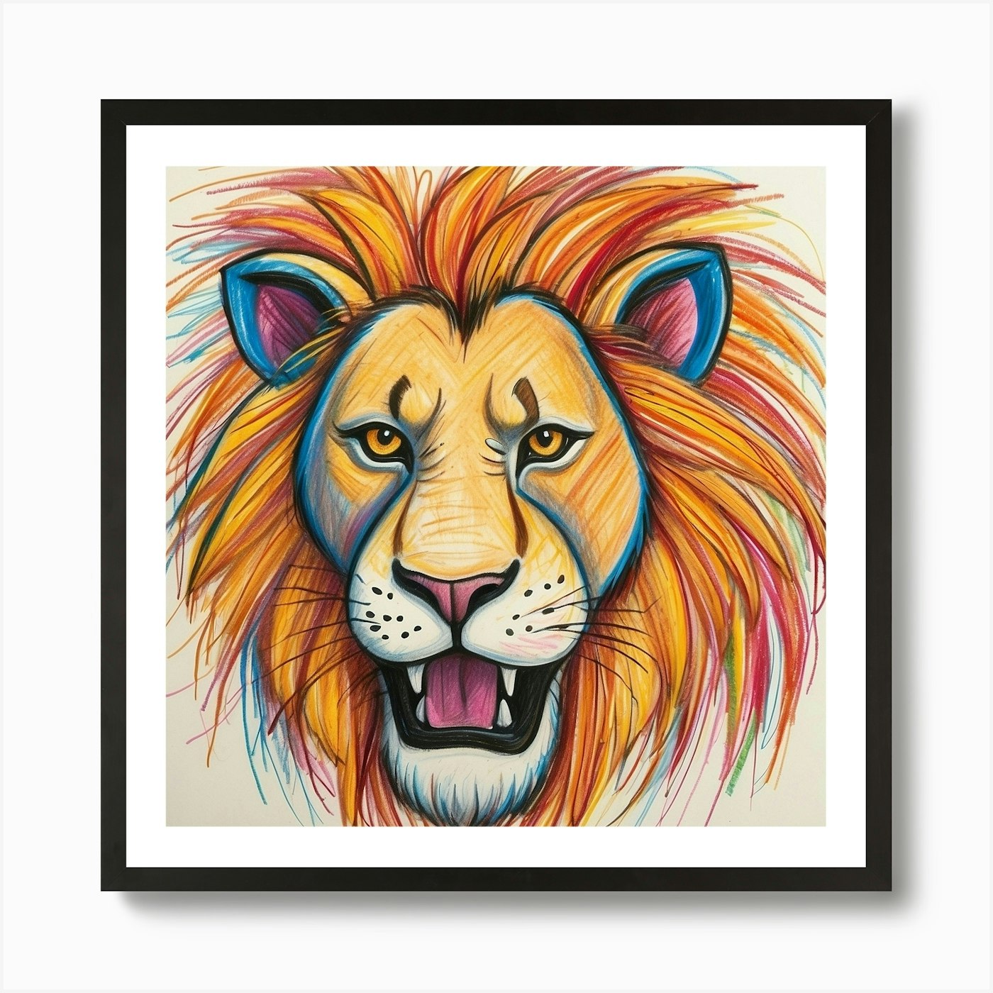Lion Head 13 Art Print Framed Wall Art Poster Canvas Print Picture