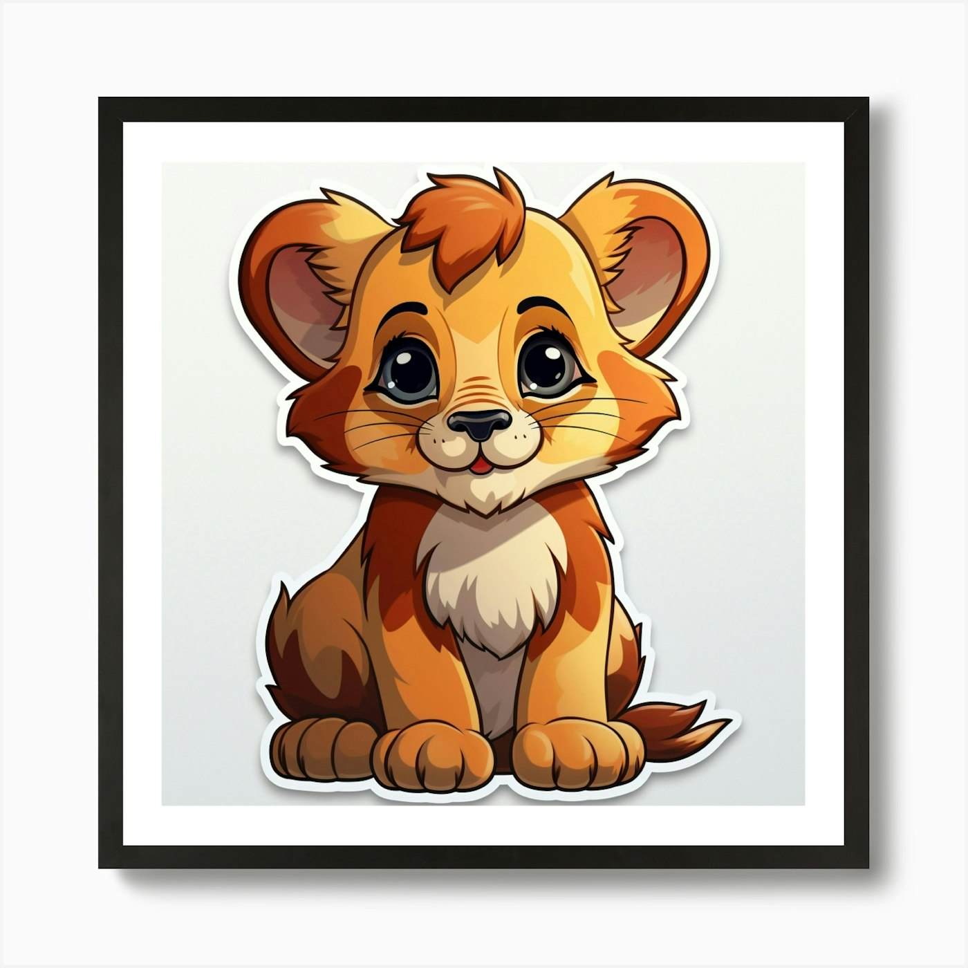 Lion Cub Sticker Art Print Framed Wall Art Poster Canvas Print Picture
