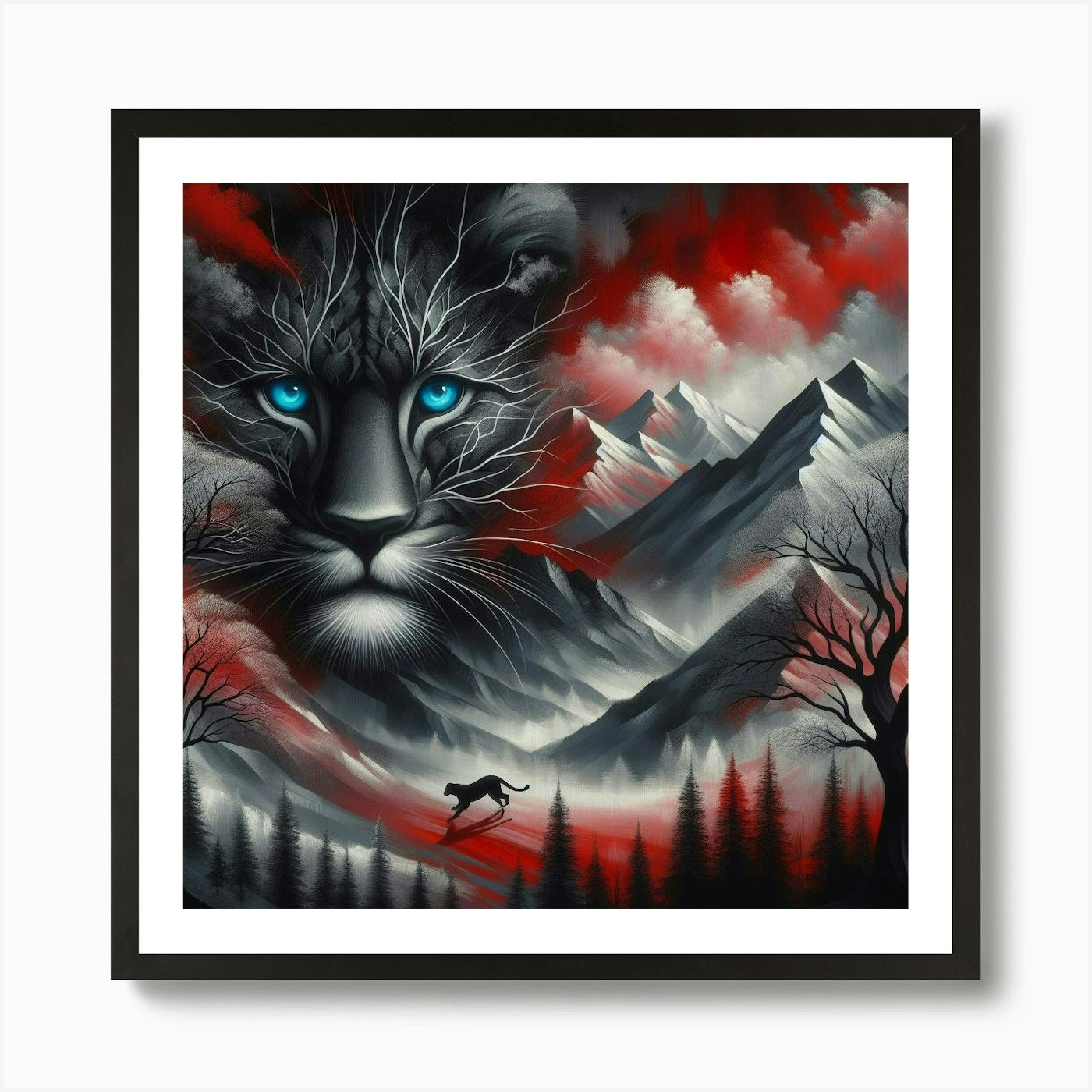 Lion In The Snow Art Print Framed Wall Art Poster Canvas Print Picture