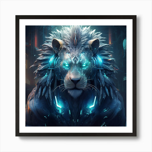 Armadiler Lion Sufusticated Futuris Framed Wall Art Poster Canvas Print Picture