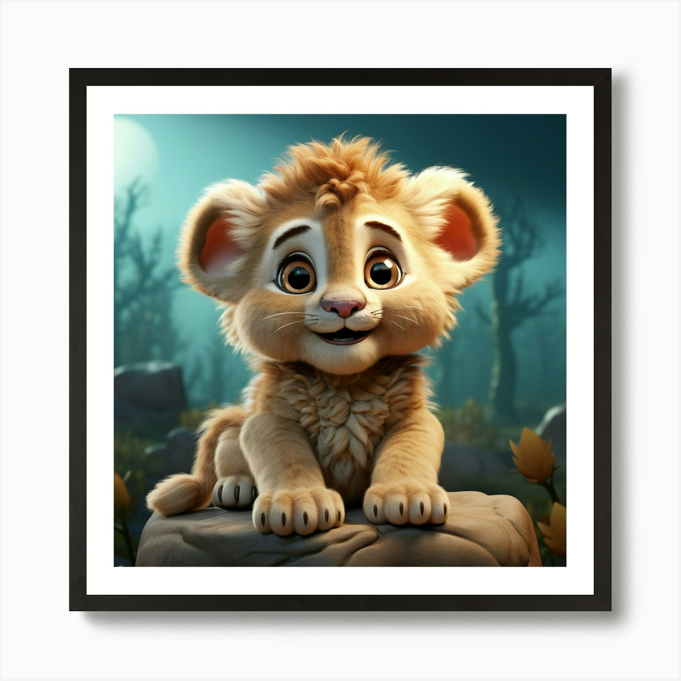 Lion Cub 23 Art Print Framed Wall Art Poster Canvas Print Picture