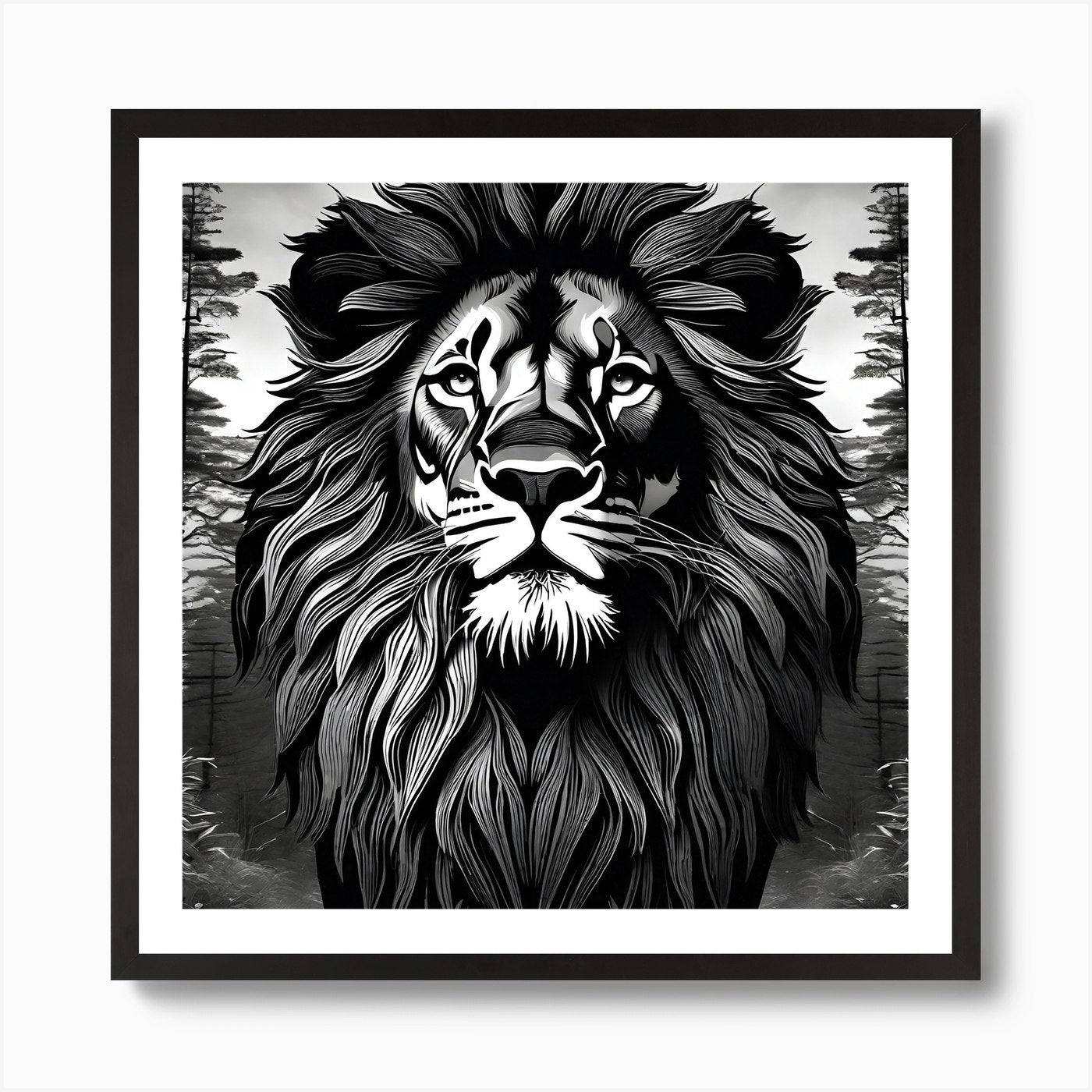 Lion In The Forest 30 Art Print Framed Wall Art Poster Canvas Print Picture