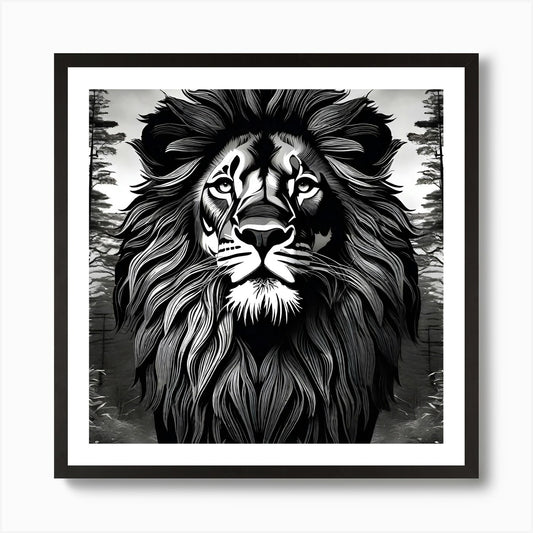 Lion In The Forest 30 Art Print Framed Wall Art Poster Canvas Print Picture