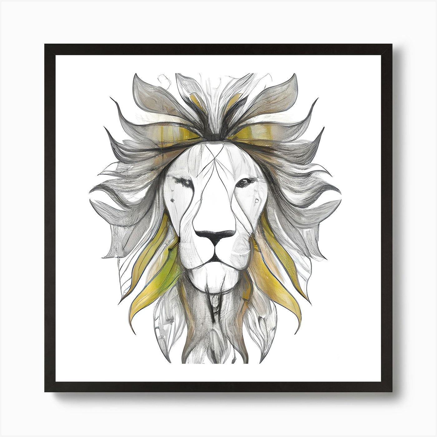 Lion Lineart Art Print Framed Wall Art Poster Canvas Print Picture