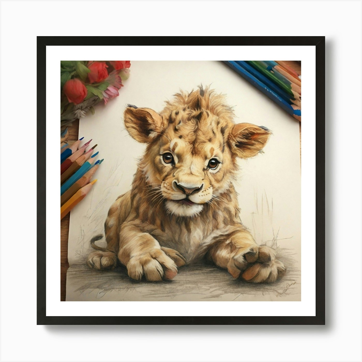 Lion Cub 2 Art Print Framed Wall Art Poster Canvas Print Picture