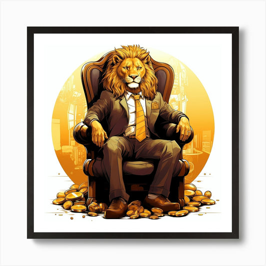 Businessman Lion 1 Art Print Framed Wall Art Poster Canvas Print Picture