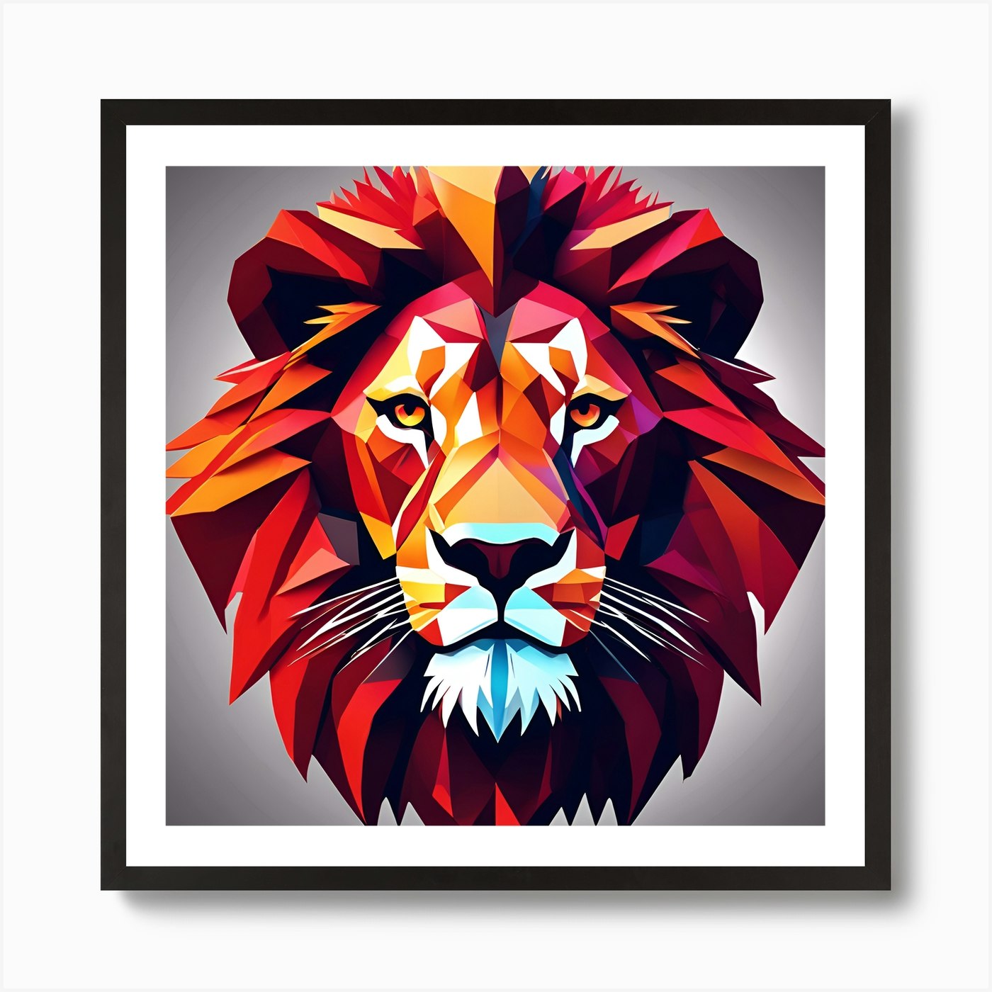 0 A Silhouette Design Of A Lion, T  Framed Wall Art Poster Canvas Print Picture